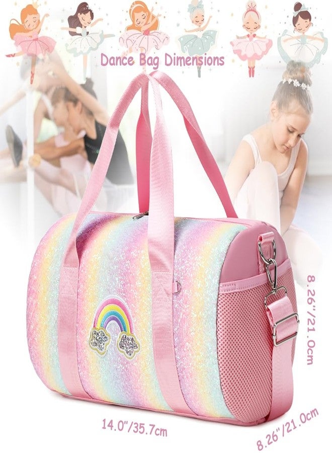 Meisohua Ballet Dance Bag for Girls Dancers Shiny Rainbow Glitter Sports Duffle Bag for Kids Girls Ballerina Duffle with Shoulder Strap and Waterproof Wet Pocket - Image 3
