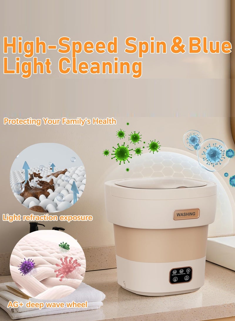 Bolivia's 12L Portable Washer with Spin Dryer - Mini Washing Machine for Apartments, 3 Wash Modes, Foldable Small Lavadora for Dorms, Travel & RV（khaki） - Image 5