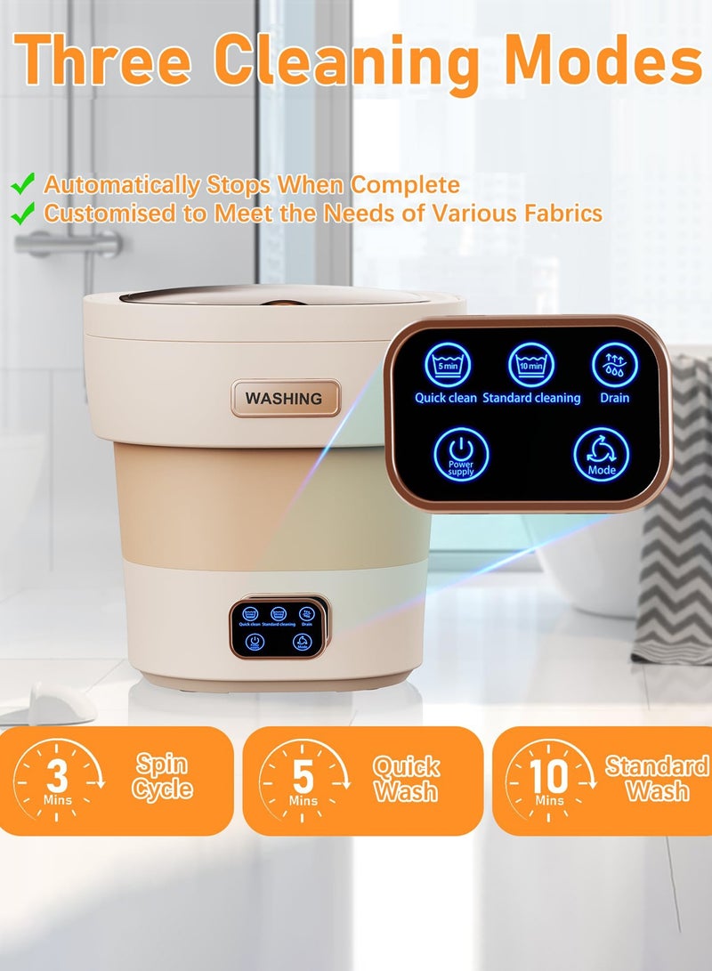Bolivia's 12L Portable Washer with Spin Dryer - Mini Washing Machine for Apartments, 3 Wash Modes, Foldable Small Lavadora for Dorms, Travel & RV（khaki） - Image 4