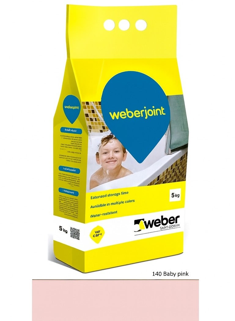 Weber مونة بلاط قائمة على الأسمنت مختلطة مسبقًا لمفاصل البلاط 5 كجم - (وردي فاتح) - Image 1