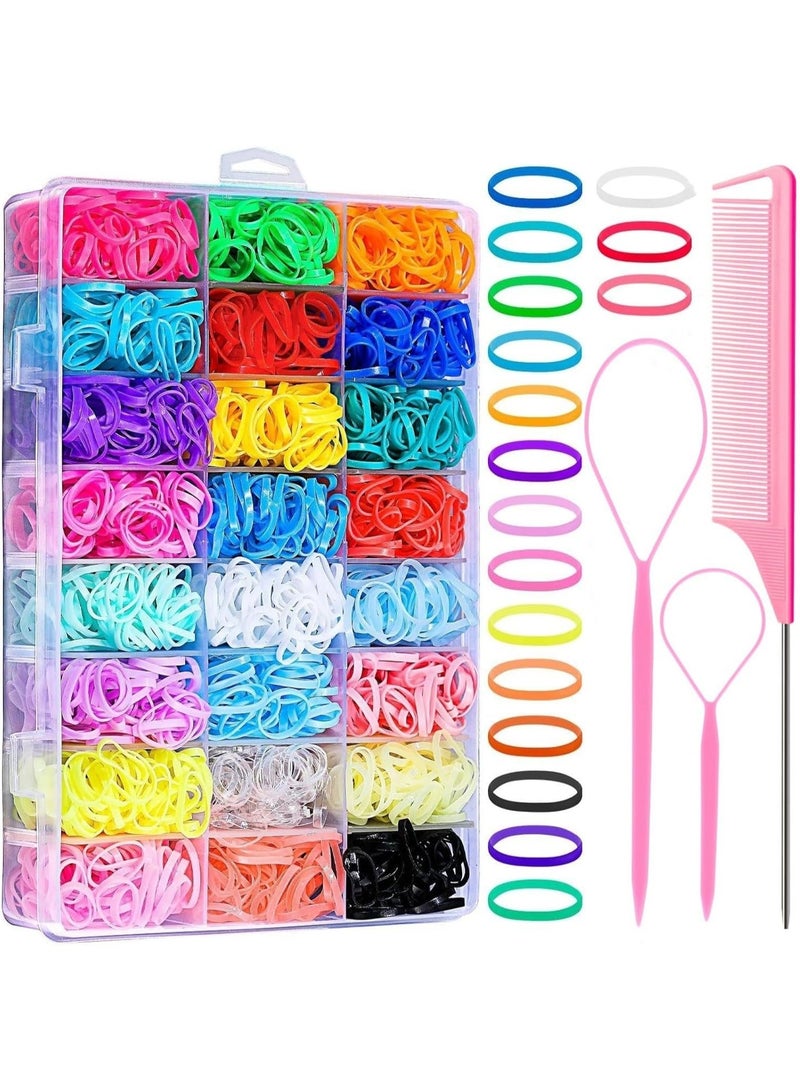 HZYH Baby Hair Ties, 24 Color Elastic Rubber Bands for Girls with Styling Tool, Gentle Hair Accessories for Toddlers  Kids - Image 1