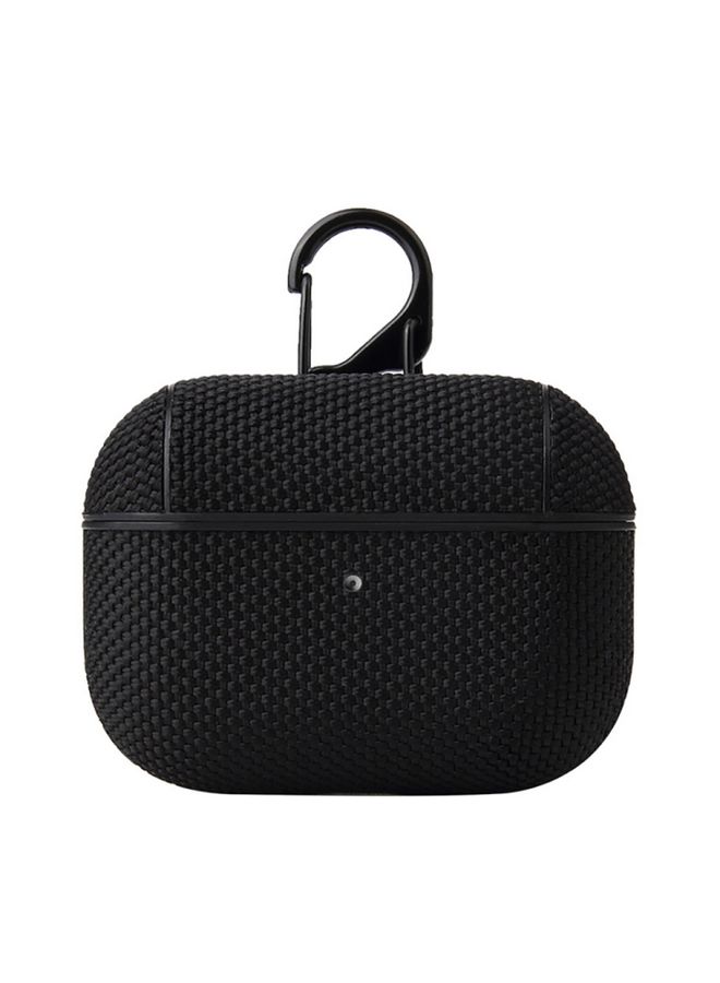 Case Cover Business Cloth Earphone Protective Case with Hook For AirPods Pro Black