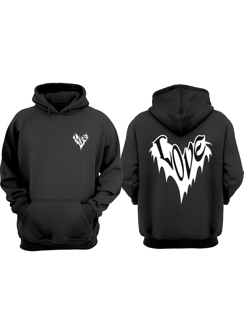 The Wert - Unisex Love Logo Design Front Back Printed Regular Fit Black Sweatshirt - Image 1