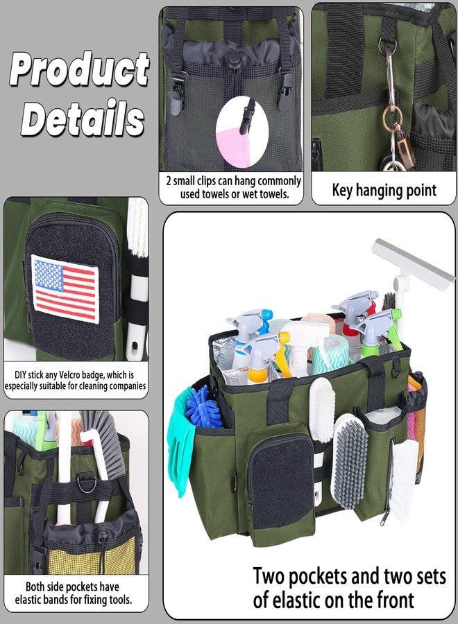 Timoxi Wearable Cleaning Caddy Bag, Cleaning Organizer with Handles, Cleaning Supply Tote with Adjustable Shoulder Strap for Cleaners & Housekeeper (Green, 13.4'' x 7.3'' x 9.3'') - Image 3