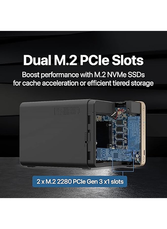 QNAP - TS-464-8G-US 4 Bay High-Performance Desktop NAS with Intel Celeron Quad-core Processor, M.2 PCIe Slots and Dual 2.5GbE (2.5G/1G/100M) Network Connectivity (Diskless) - Image 1