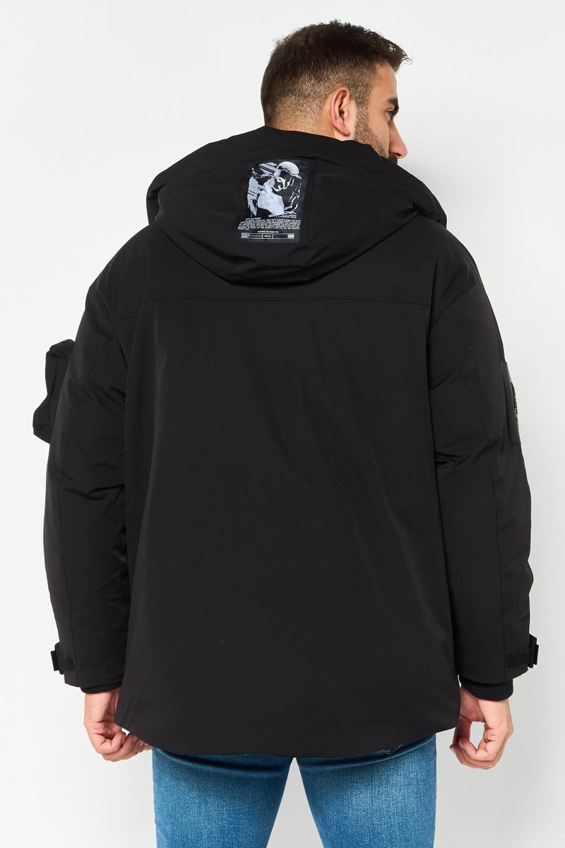 Selected Homme Men Solid Long Sleeve Puffer Jacket, Black - Image 4