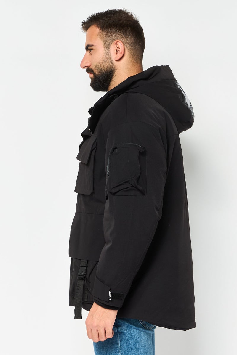 Selected Homme Men Solid Long Sleeve Puffer Jacket, Black - Image 3