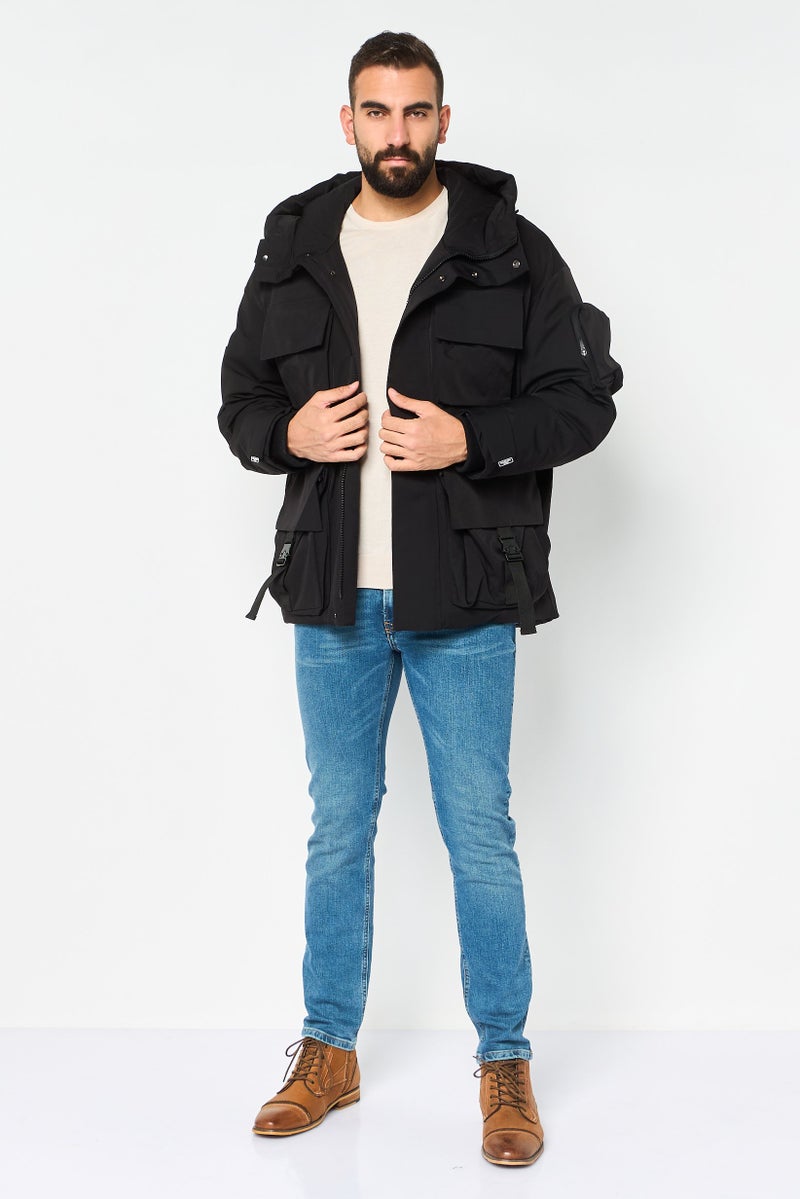 Selected Homme Men Solid Long Sleeve Puffer Jacket, Black - Image 2