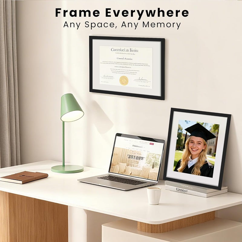 upsimples Diploma Frame with Clear Plexiglass, 11x14 Picture Frame for Certificate Document Degree, Black, 2 Pack - Image 2