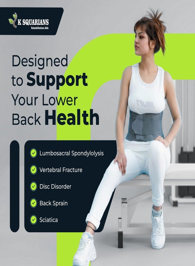 K SQUARIANS Contoured Lumbar Sacral Lower Back Pain Relief Brace | Orthopedic Lumbar Belt for Waist, Back & Abdomen Support | Kamar Belt for Men & Women | Hip & Spine Support with Adjustable Strap | Large (40-46 inches) - Image 2
