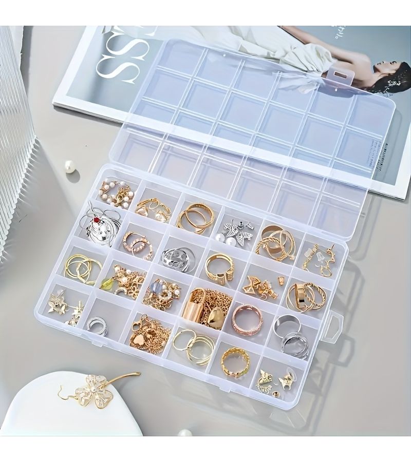 5pcs Transparent Plastic Storage Boxes With Dividers 24 Compartment Jewelry Bead Organizer - Image 5
