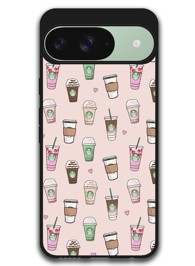 Theodor Protective Case Anti Scratch Shock Proof Bumper Cover For Google Pixel 9 Coffee Patterns - Image 1