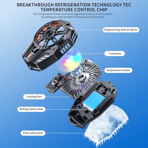 STRIFF Mobile Cooling Pad |Mobile Cooler | Gaming Fan | for Instant Cooling Advanced Refrigeration Chip & LED Temperature Display Compatible for Android and iPhones - (Black) - Image 5
