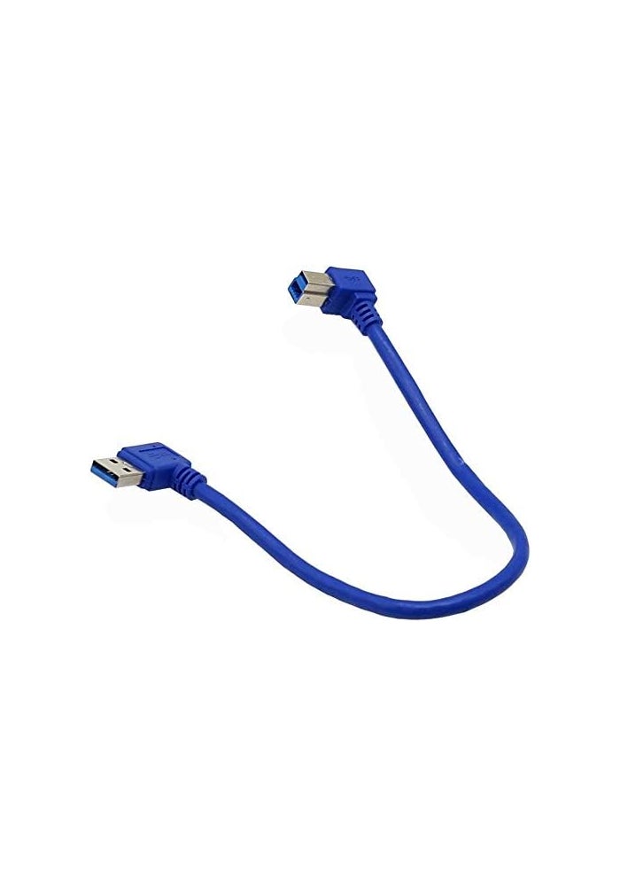 Seadream Angled USB 3.0 Printer Cable 1 ft / 30cm SuperSpeed USB A Male to USB B Male - Image 1