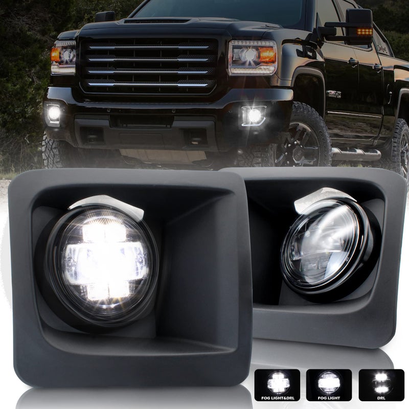 مصابيح ضباب LED من KEWISAUTO مع إضاءة نهارية لجيمس سييرا 1500 2014 2015 مصابيح ضباب للقيادة عدسة شفافة مع إضاءة نهارية لجيمس سييرا 1500 1415 ملحقات 2PCS