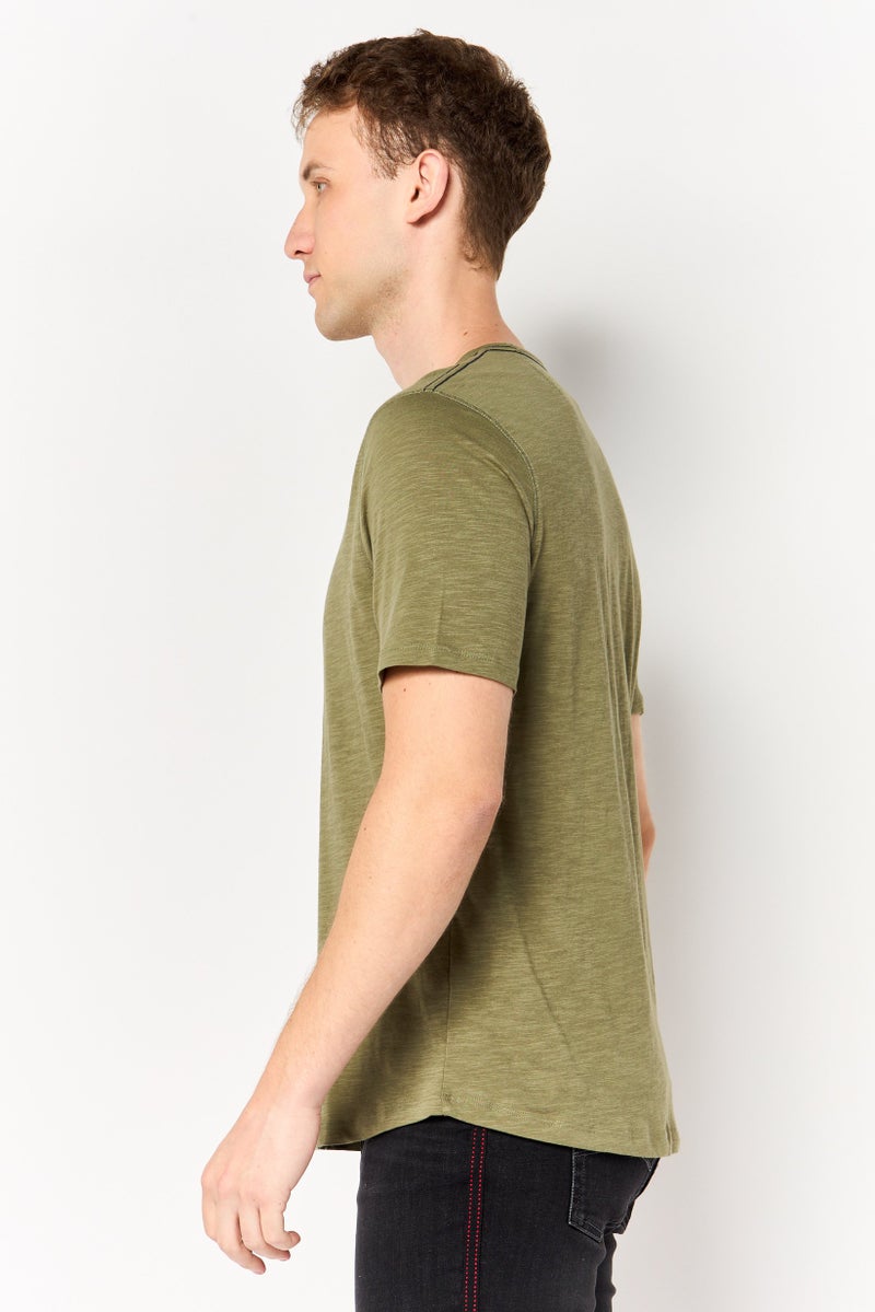 Project Essentials Men Crew Neck Short Sleeve Heather T-Shirt, Olive - Image 2