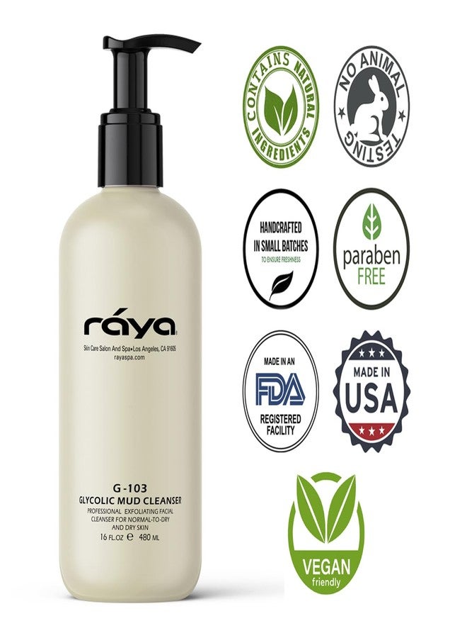 Raya Glycolic Mud Facial Cleanser with AHA 16 oz (G-103) | Exfoliating pH Balanced Facial Cleansing Fluid for Non Sensitive, Dry and Combination Skin | Made with Alpha Hydroxy Acid and Volcanic Mud - Image 4