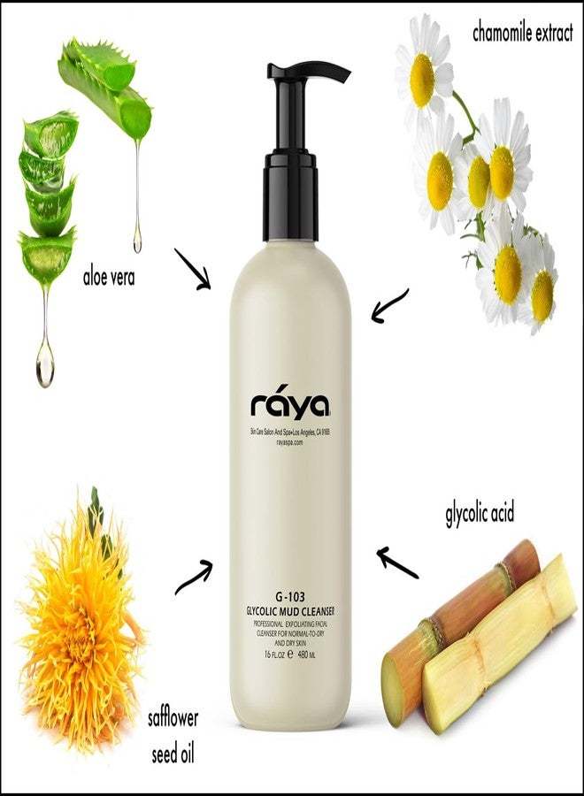 Raya Glycolic Mud Facial Cleanser with AHA 16 oz (G-103) | Exfoliating pH Balanced Facial Cleansing Fluid for Non Sensitive, Dry and Combination Skin | Made with Alpha Hydroxy Acid and Volcanic Mud - Image 2