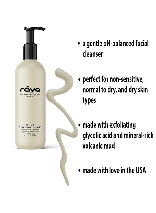 Raya Glycolic Mud Facial Cleanser with AHA 16 oz (G-103) | Exfoliating pH Balanced Facial Cleansing Fluid for Non Sensitive, Dry and Combination Skin | Made with Alpha Hydroxy Acid and Volcanic Mud - Image 3