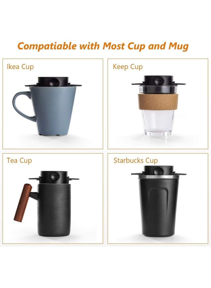 فلتر قهوة من فولاذ مقاوم للصدأ للصب، منقط قهوة فردي بتصميم مخروطي صغير محمول قابل لإعادة الاستخدام وقابل للطي بدون ورق لتقديم 1-2 كوب، مناسب لشنطة الظهر للسفر والتخييم والمكتب (بني) - Image 5