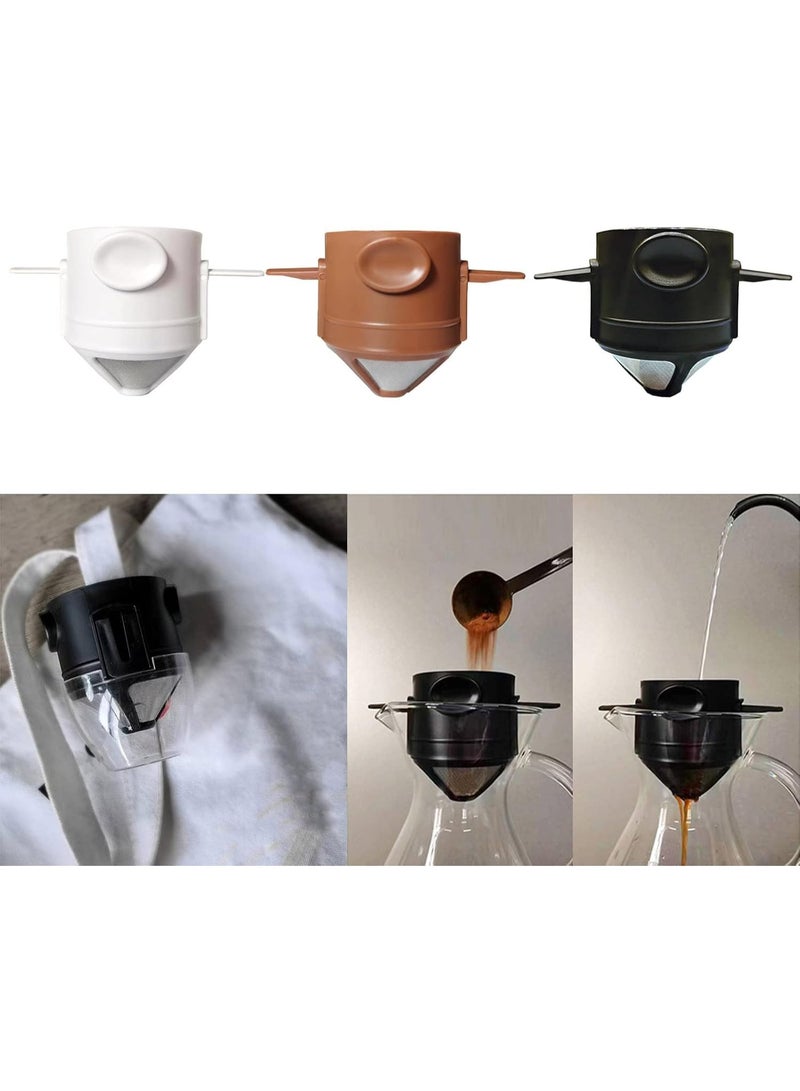 فلتر قهوة من فولاذ مقاوم للصدأ للصب، منقط قهوة فردي بتصميم مخروطي صغير محمول قابل لإعادة الاستخدام وقابل للطي بدون ورق لتقديم 1-2 كوب، مناسب لشنطة الظهر للسفر والتخييم والمكتب (بني) - Image 3