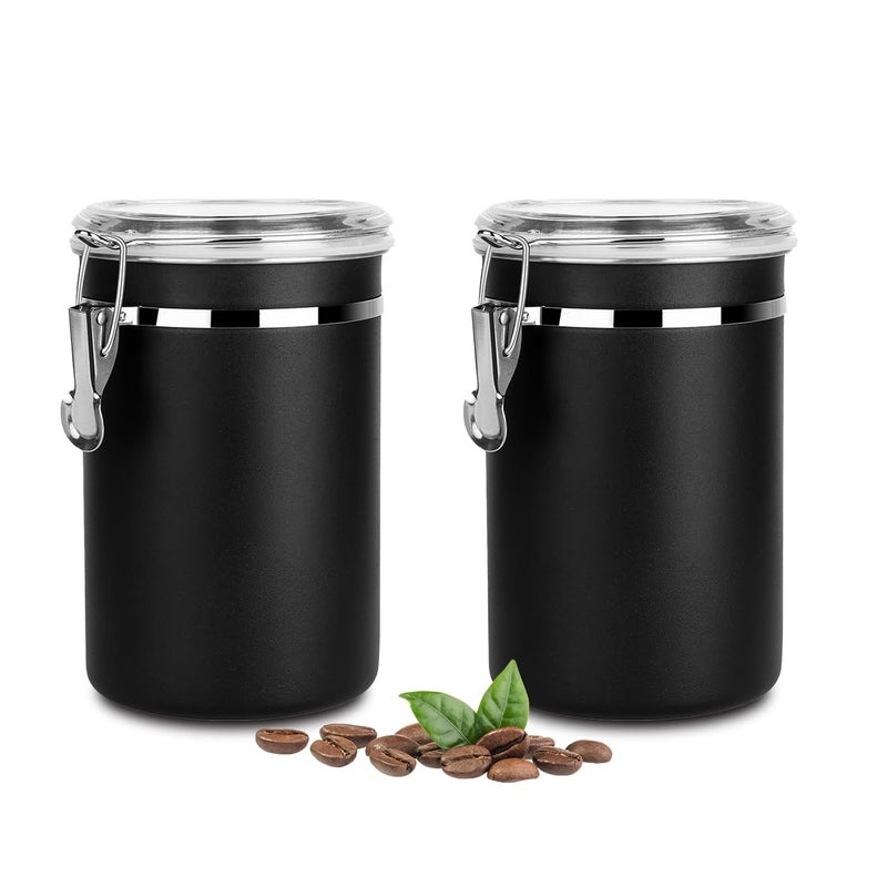 Walktosun Stainless Steel Food Container with Clear Lids Airtight Container Stackable Small Canisters Kitchen Pantry Storage for Cereal, Snacks, Candy, Herbs, Spices, Sugar, Tea (1.8L Dark Black-2) - Image 1