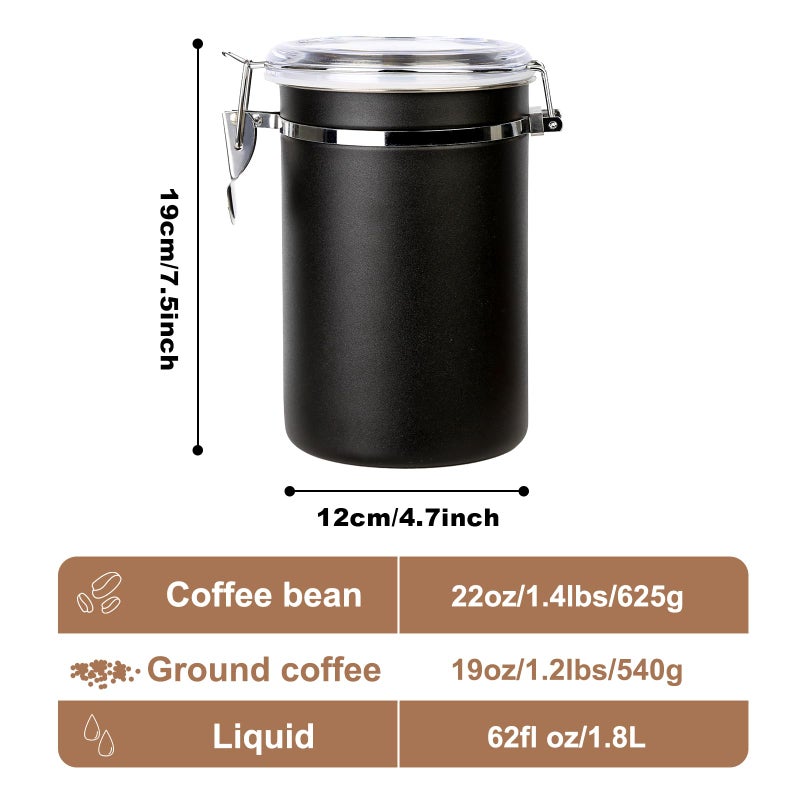 Walktosun Stainless Steel Food Container with Clear Lids Airtight Container Stackable Small Canisters Kitchen Pantry Storage for Cereal, Snacks, Candy, Herbs, Spices, Sugar, Tea (1.8L Dark Black-2) - Image 2