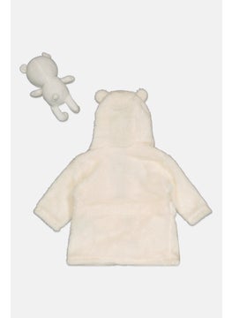 Rock-A-Bye Baby Boutique Toddlers Boy 2 Pieces Bear Bathrobe and Plush Toy Set, Ivory  - Image 2
