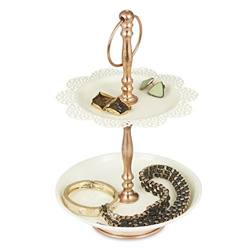 Elan 2 Tier Cake Cupcake Stand, Multipurpose Serving Stand | Mild Steel Dessert Stand | Multilayer Serving Platter | Cupcake Stand for Wedding (Flourish, Ivory) - Image 4
