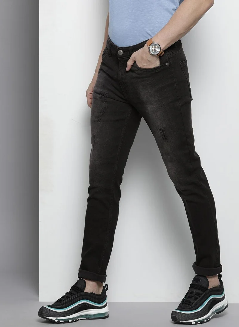 The Indian Garage Co  Men Slim Fit Solid Mid-Rise Stretchable Jeans for Men | Best Price UAE