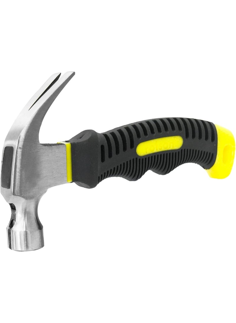 Rolson 10019 8oz Stubby Claw Hammer – Compact 230g Carbon Steel Hammer with Magnetized Nail Holder, Soft Grip Handle, Ideal for DIY & Tight Spaces