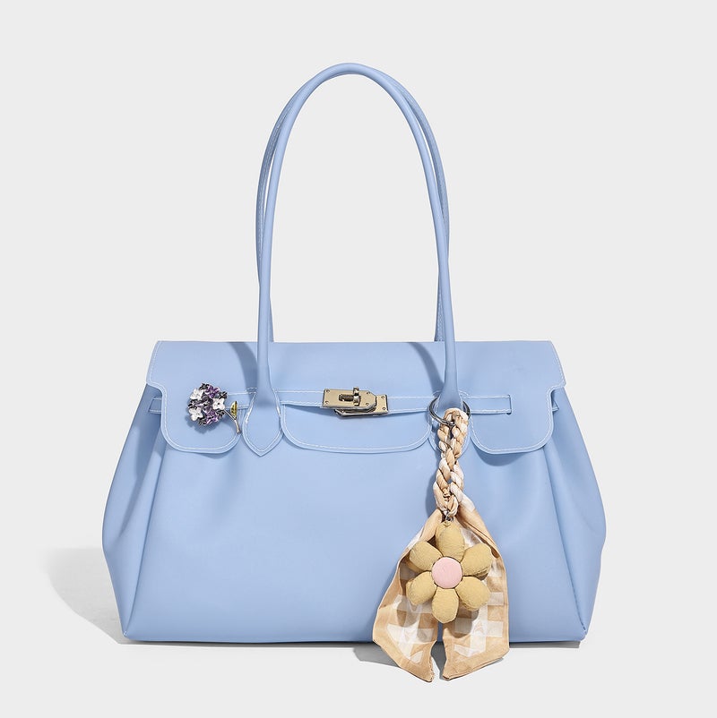Jellyfirkin Retro Kelly Bag PVC Frosted Large Tote Shoulder Bag - Image 3