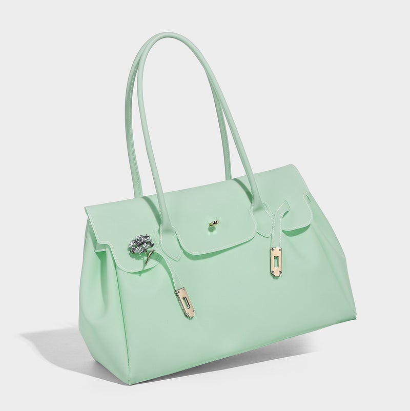 Jellyfirkin Retro Kelly Bag PVC Frosted Large Tote Shoulder Bag - Image 4