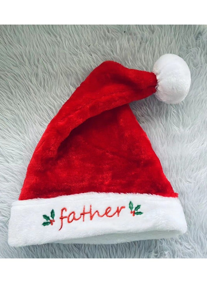 Velvet Christmas Hat High-End Short Plush Christmas Hat For Families）（Dad）