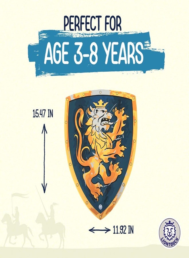 Liontouch - Noble Knight Foam Shield for Kids, Blue/Medium - Age 3-8 | 15.4 x 11.8 in | Medieval Pretend Play Toy with Golden Lion Theme | Safe Battle Accessory for Dress Up & Costumes for Boys - Image 5