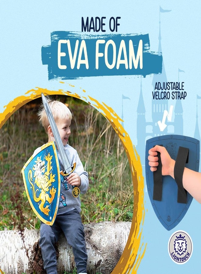 Liontouch - Noble Knight Foam Shield for Kids, Blue/Medium - Age 3-8 | 15.4 x 11.8 in | Medieval Pretend Play Toy with Golden Lion Theme | Safe Battle Accessory for Dress Up & Costumes for Boys - Image 3