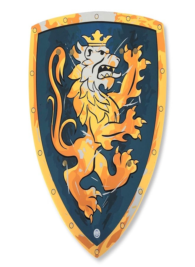 Liontouch - Noble Knight Foam Shield for Kids, Blue/Medium - Age 3-8 | 15.4 x 11.8 in | Medieval Pretend Play Toy with Golden Lion Theme | Safe Battle Accessory for Dress Up & Costumes for Boys - Image 1