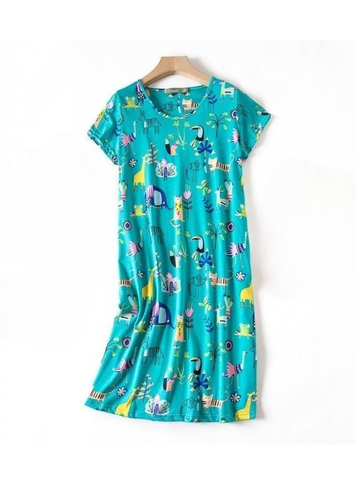 Cute Cartoon Cotton Homewear Knitted Sweet Large Short Sleeve Round Neck Pajamas - Image 1