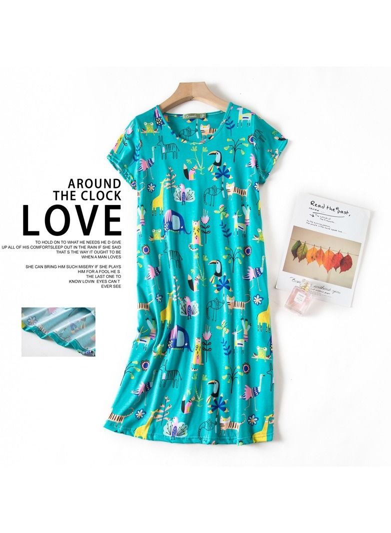 Cute Cartoon Cotton Homewear Knitted Sweet Large Short Sleeve Round Neck Pajamas - Image 2