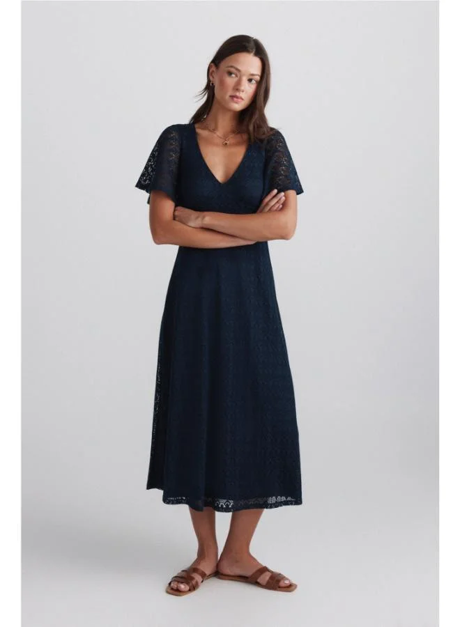 Border print midi dress