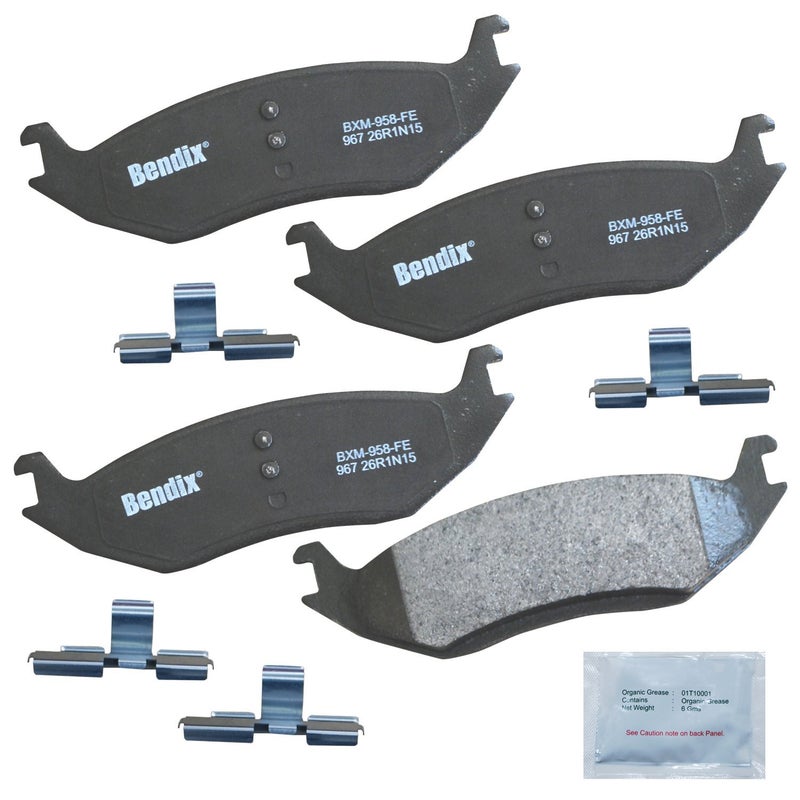 Bendix Priority1 CFM967 Semi-Metallic Rear Brake Pads for Chrysler Aspen 2009-2007, Dodge Durango 2009-2003, Ram 1500 2010-2002, Ram 1500 Van 2003, Ram 1500 2018-2011, 1500 Classic 2023-2019 - Image 1