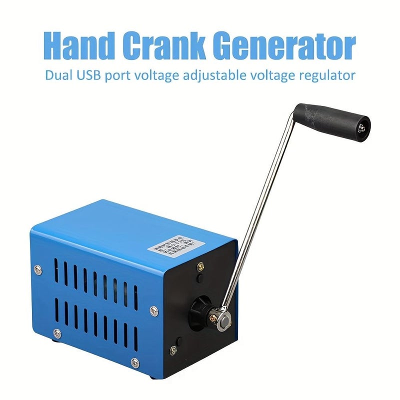 Blue 20W Portable Hand Crank Generator Manual USB Camping Emergency Power 2000 RPM - Image 3