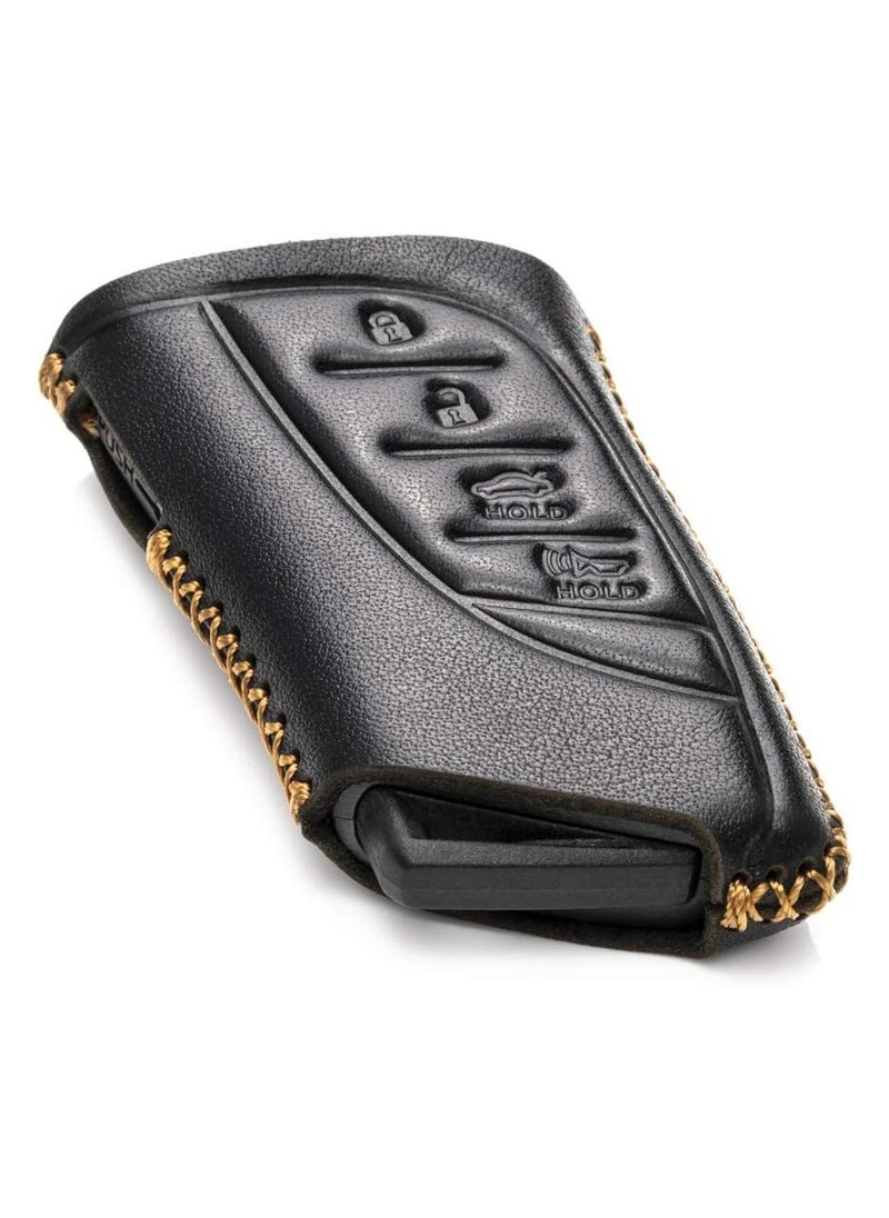 Oasisgalore Genuine Leather Smart Key Fob Case Compatible with LEXUS RX, LEXUS ES, LEXUS UX, LEXUS NX, LEXUS GX, LEXUS LX, LEXUS TX Accessories (4-Button, Black)  - Image 3