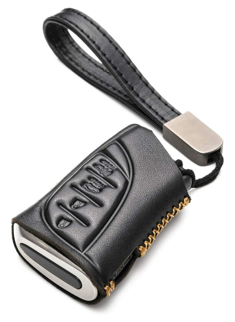 Oasisgalore Genuine Leather Smart Key Fob Case Compatible with LEXUS RX, LEXUS ES, LEXUS UX, LEXUS NX, LEXUS GX, LEXUS LX, LEXUS TX Accessories (4-Button, Black)  - Image 1