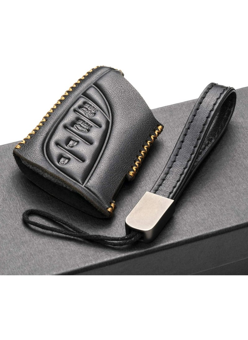 Oasisgalore Genuine Leather Smart Key Fob Case Compatible with LEXUS RX, LEXUS ES, LEXUS UX, LEXUS NX, LEXUS GX, LEXUS LX, LEXUS TX Accessories (4-Button, Black)  - Image 5