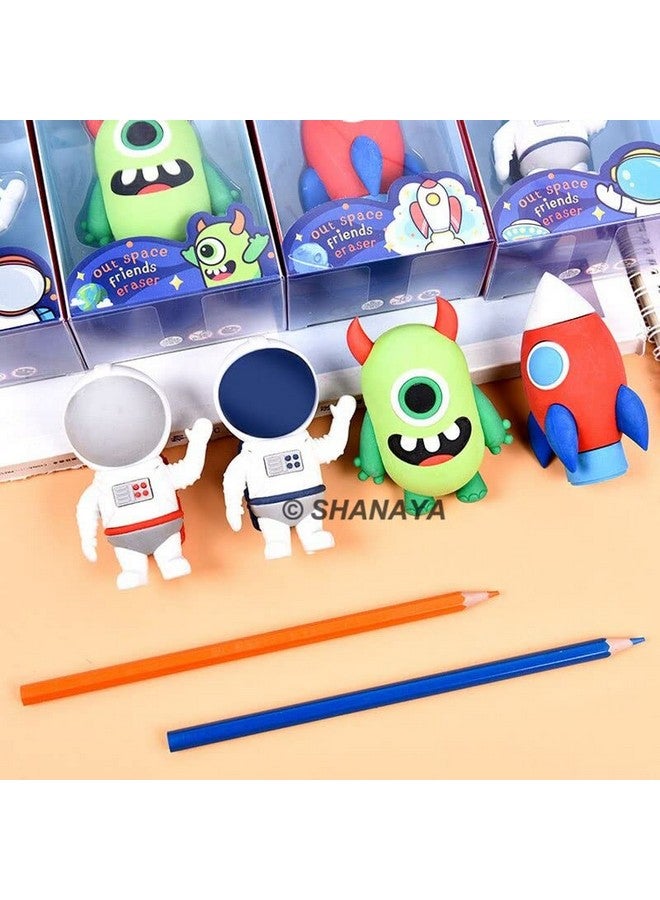 SHANAYA Astronaut Spaceship Alien Erasers For Girls Boys Kids - Erasers For Students, Eraser Set For Kids For School - Fancy School Stationery Theme Party Return Gifts Pack Of 10 Pieces Assorted Model - Image 1