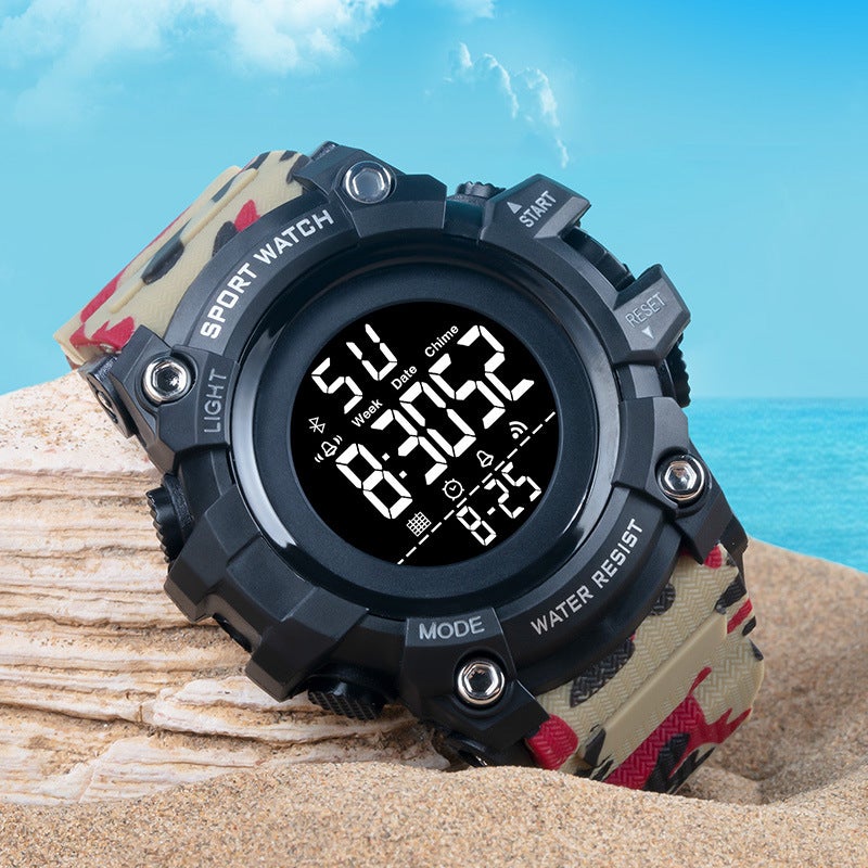 New Student Outdoor Mountaineering Multifunctional Luminous Electronic Watch Fashion Camouflage Alarm Timing Electronic Watch - Image 3