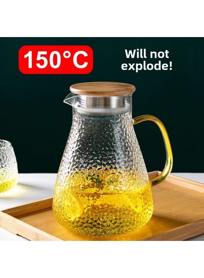 Cold Kettle Glass High Temperature Resistant Household Large Capacity Kettle White Kettle Refrigerator Water Tie Pot Teapot Suit-Colour:1000ml-short Mouth Pot - Image 3