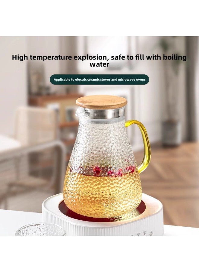 Cold Kettle Glass High Temperature Resistant Household Large Capacity Kettle White Kettle Refrigerator Water Tie Pot Teapot Suit-Colour:1000ml-short Mouth Pot - Image 5
