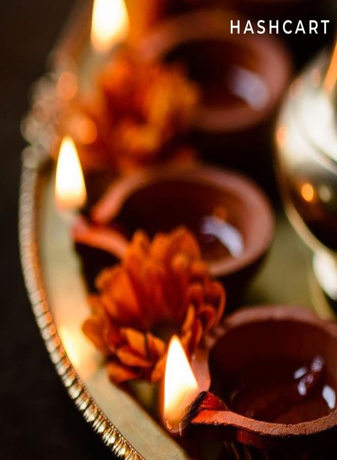 Hashcart Diwali Diyas Clay Diya Diyas for Pooja with Cotton Wicks [14 Pcs] - Indian Puja Oil Lamp Diwali Pooja - Diwali Decoration for Home - Indian Housewarming Return Gift Items Hashcart® - Image 3